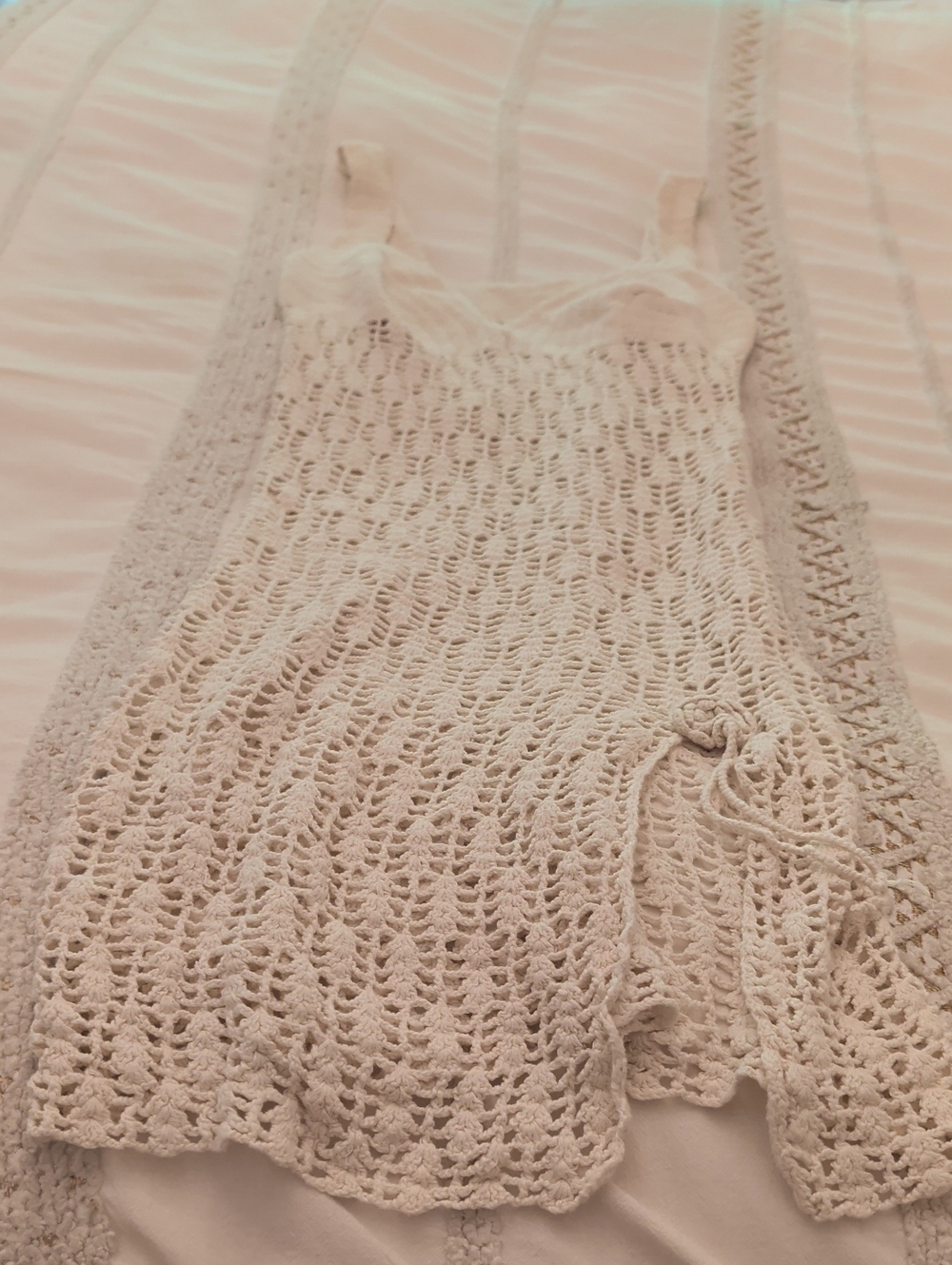 Light Pink Crochet Swim Coverup Dress